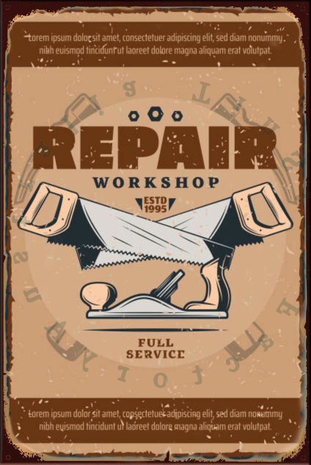 REPAIR WORKSHOP Rustic Look Vintage Shed-Garage and Bar Man Cave Tin Metal Sign