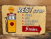 SHELL REST STOP 60x40 CM Sign | Screen Printed By AUSTRALIAN COMPANY