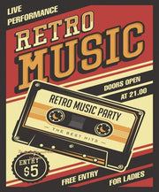 MUSIC RETRO PARTY Retro Rustic Look Vintage Tin Metal Sign Man Cave, Shed-Garage, and Bar