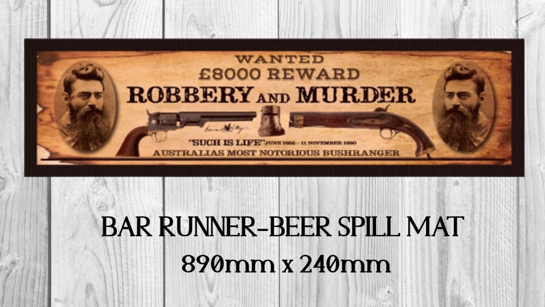 Buy WANTED Beer Mat: Tame Spills, Not Outlaws (890mm x 240mm)