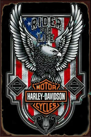 RIDE FOR LIFE Rustic Look Vintage Shed-Garage and Bar Man Cave Tin Metal Sign