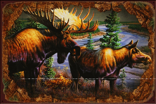 RIVER MOOSE Vintage Retro Rustic Garage Wall Man Cave Metal Sign