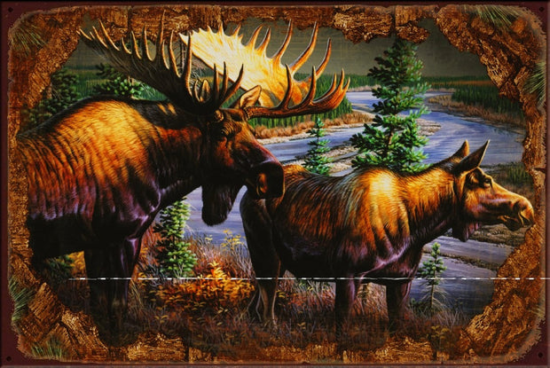 RIVER MOOSE Vintage Retro Rustic Garage Wall Man Cave Metal Sign