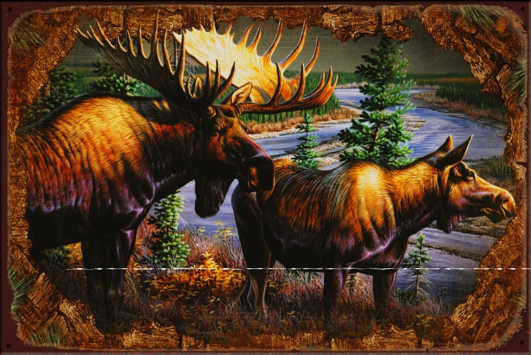 RIVER MOOSE Vintage Retro Rustic Garage Wall Man Cave Metal Sign