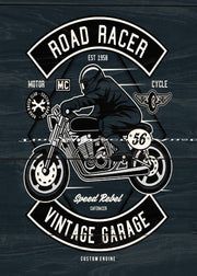 ROAD RACER VINTAGE GARAGE Retro Vintage Look Garage Room Wall Décor Tin Metal Sign Man