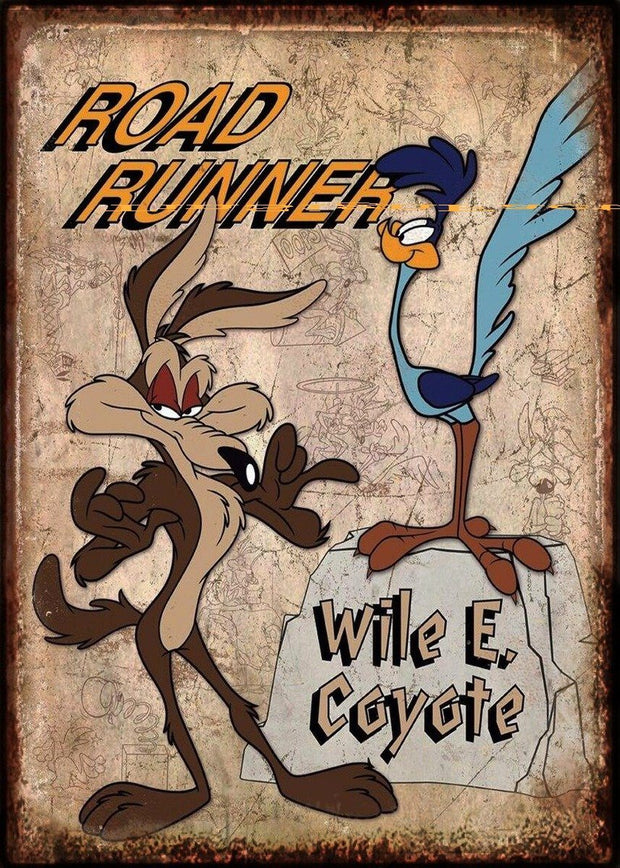ROAD RUNNER WILE E. COYOTE Retro/ Vintage Tin Metal Sign Man Cave, Wall Home Decor, Shed-Garage, and Bar