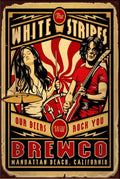 WHITE STRIPES Rustic Look Vintage Shed-Garage and Bar Man Cave Tin Metal Sign