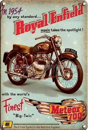 ROYAL ENFIELD METEOR 700 Rustic Retro/Vintage  Home Garage Wall Cafe Resto or Bar Tin Metal Sign