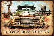 RUSTY BUT TRUSTY Vintage Retro Rustic Garage Man Cave Plaques Metal Sign