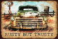 RUSTY BUT TRUSTY Vintage Retro Rustic Garage Man Cave Plaques Metal Sign
