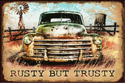 RUSTY BUT TRUSTY Vintage Retro Rustic Garage Man Cave Plaques Metal Sign