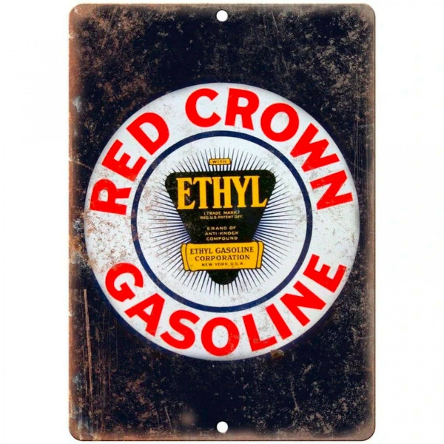 Red Crown Ethyl Gasoline tin metal sign MAN CAVE - Tin Sign Factory Australia