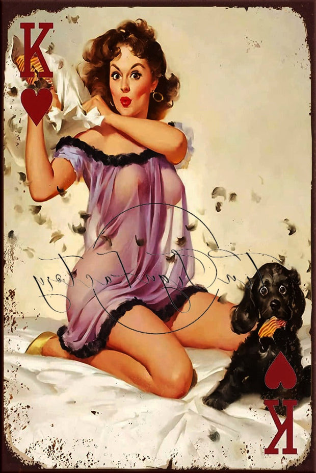 REY DE CORAZONES Retro/ Vintage Tin Metal Sign Man Cave, Wall Home Décor, Shed-Garage, and Bar