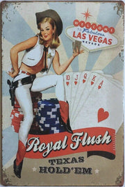 Royal Flush Garage Rustic Vintage Look Metal Tin Signs Man Cave, Shed and Bar Sign
