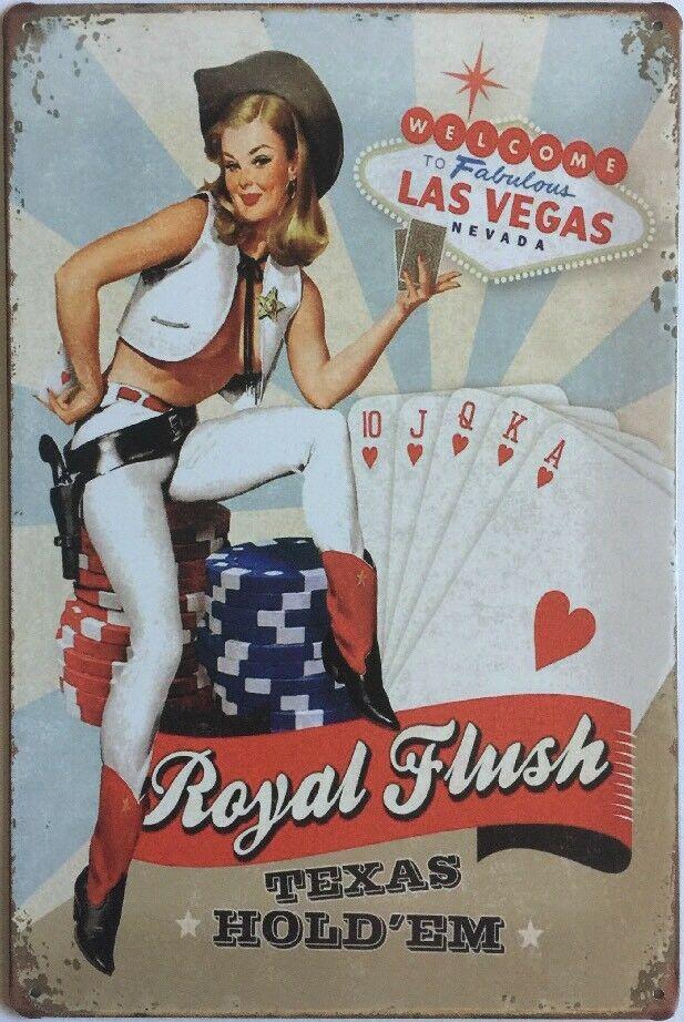 Royal Flush Garage Rustic Vintage Look Metal Tin Signs Man Cave, Shed and Bar Sign
