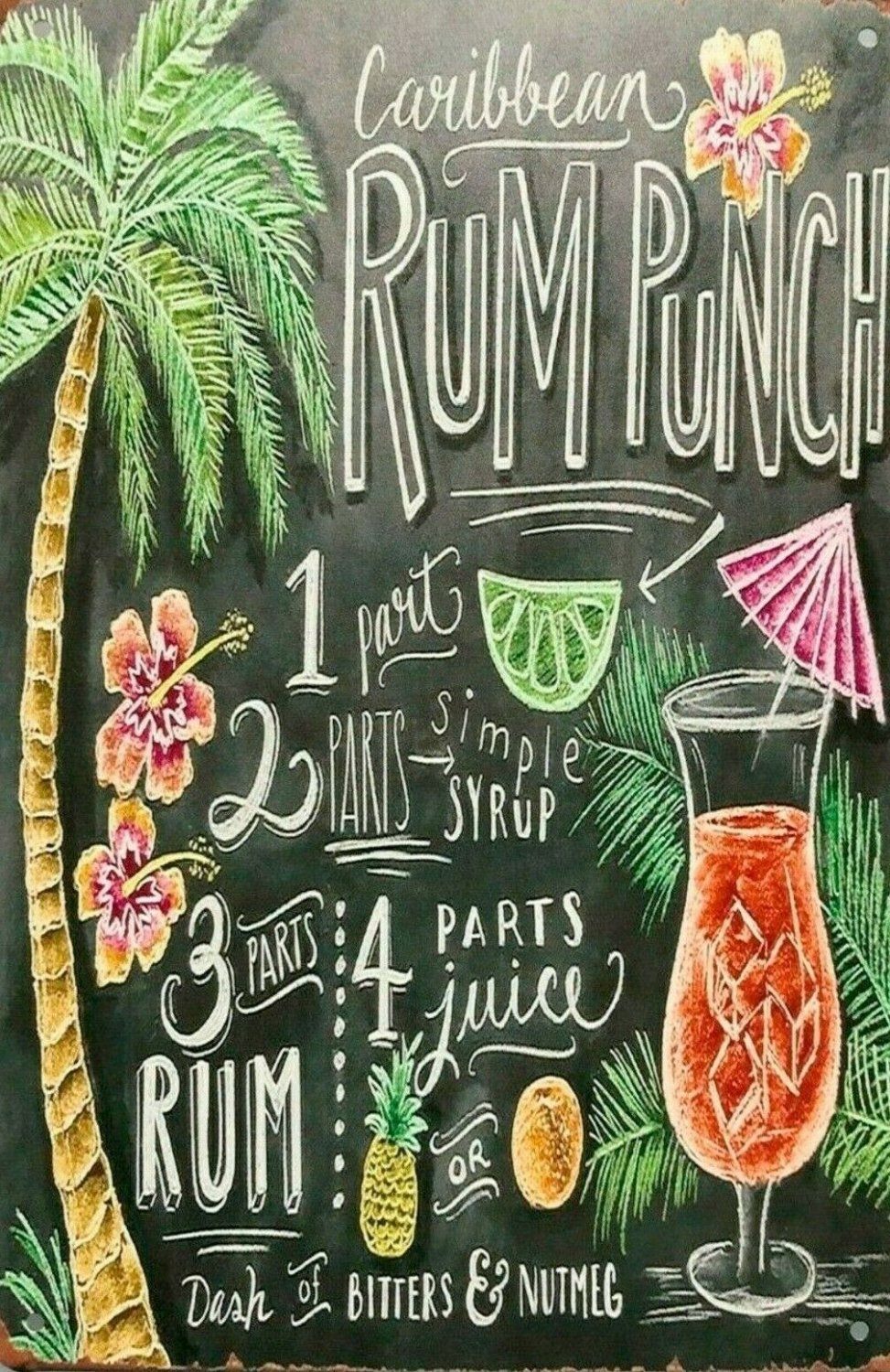 Rum Punch tin metal sign MAN CAVE brand new - Tin Sign Factory Australia