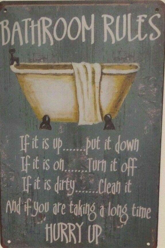 Rustic Bathroom Rules new tin metal sign MAN CAVE - Tin Sign Factory Australia