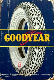 Rustic Goodyear Tyres fitted while tin metal sign MAN CAVE brand new