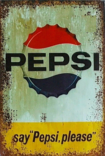 Rustic Pepsi say please Cola new tin metal sign MAN CAVE