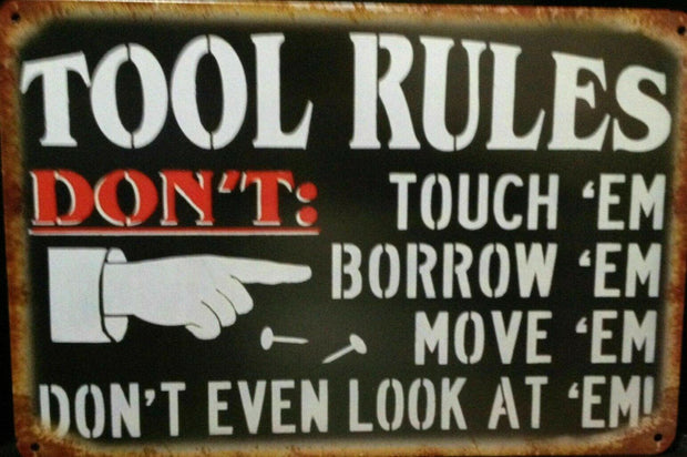Rustic Tools Rule new tin metal sign MAN CAVE