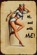 SAIL WITH ME Vintage Retro Rustic Shed Garage Man Cave Metal Sign