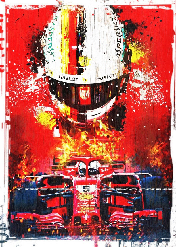 SEBASTIAN VETTEL-RACING POSTER Retro Rustic Look Vintage Tin Metal Sign Man Cave, Shed-Garage, and Bar
