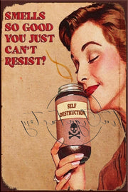 SELF DESTRUCTION Retro/ Vintage Tin Metal Sign Man Cave, Wall Home Décor, Shed-Garage, and Bar