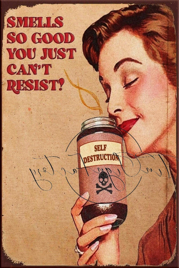 SELF DESTRUCTION Retro/ Vintage Tin Metal Sign Man Cave, Wall Home Décor, Shed-Garage, and Bar