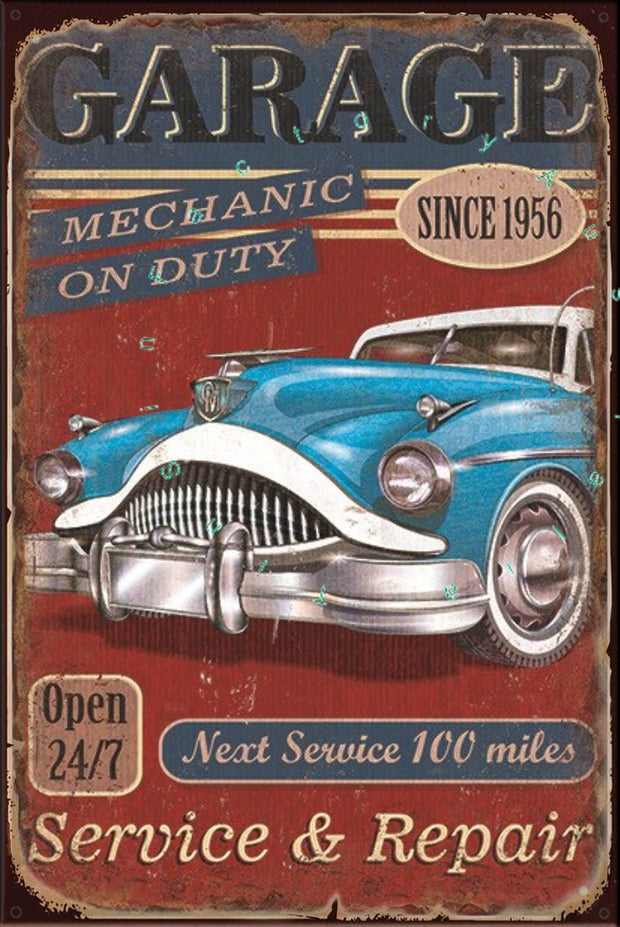 SERVICE & REPAIR SINCE 1956 Rustic Look Vintage Shed-Garage and Bar Man Cave Tin Metal Sign