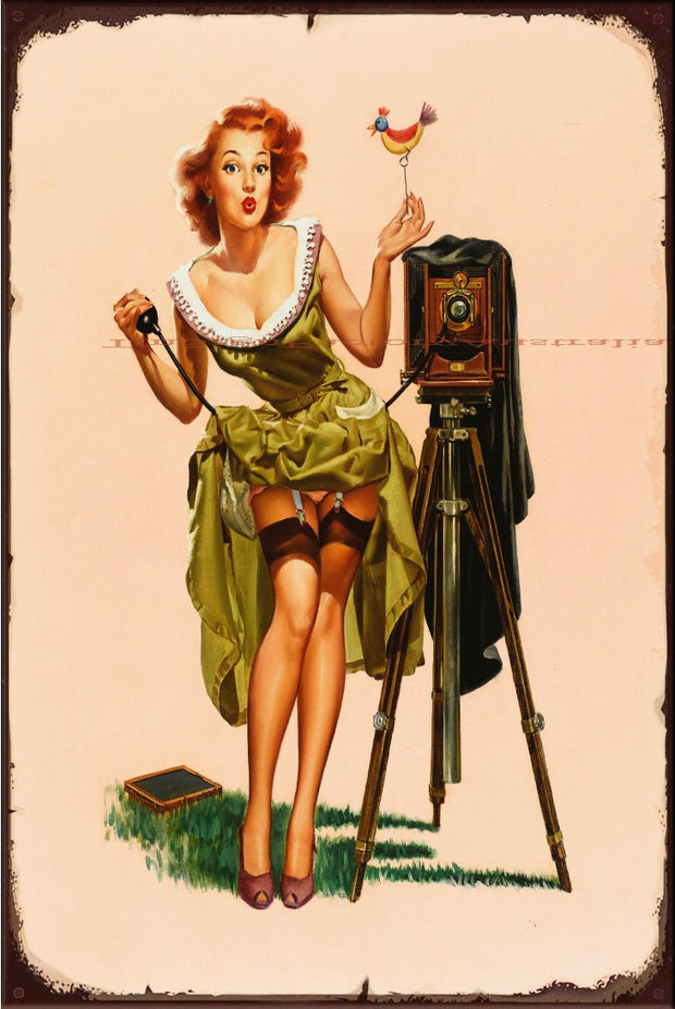 SEXY PHOTOGRAPHY LADY Vintage Retro Rustic Shed Garage Man Cave Metal Sign