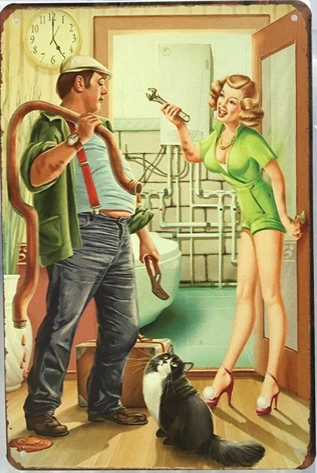 SEXY LADY Rustic Look Vintage Tin Metal Sign Man Cave, Shed-Garage and Bar Sign