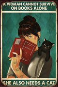 SHE ALSO NEEDS A CAT Rustic Look Vintage Shed-Garage and Bar Man Cave Tin Metal Sign