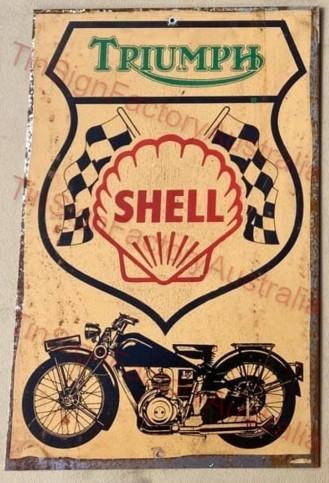 TRIUMPH SHELL 20x30 CM Sign | Screen Printed By AUSTRALIAN COMPANY