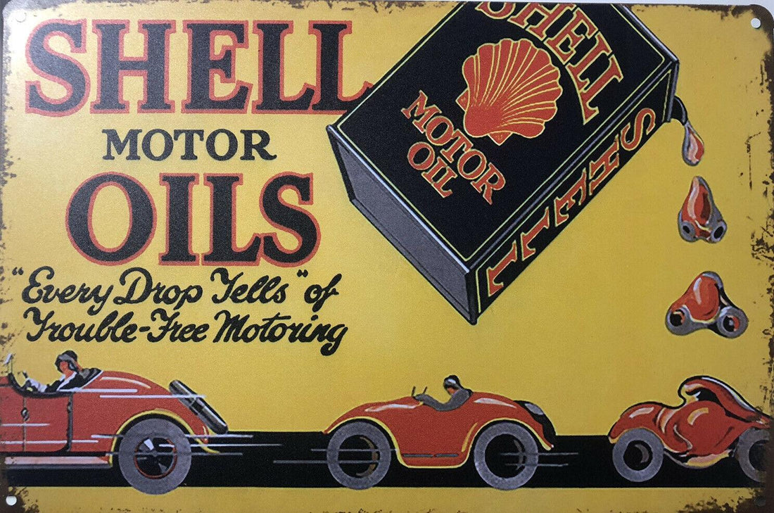 SHELL MOTOR OIL Rustic Vintage Look Metal Tin Sign Man Cave,Garage,Shed and Bar - Tin Sign Factory Australia