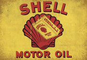 SHELL MOTOR OIL Rustic Vintage Look Metal Tin Sign Man Cave,Garage,Shed and Bar