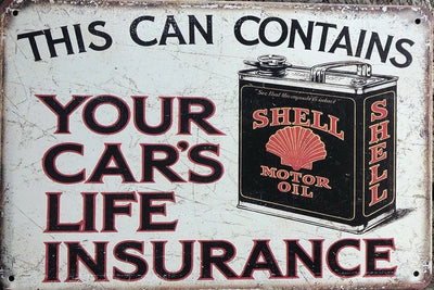 SHELL MOTOR OIL Rustic Vintage Look Metal Tin Sign Man Cave,Garage,Shed and Bar