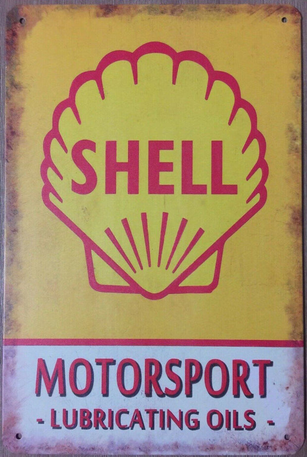 SHELL MOTOR OIL Rustic Vintage Look Metal Tin Sign Man Cave,Garage,Shed and Bar