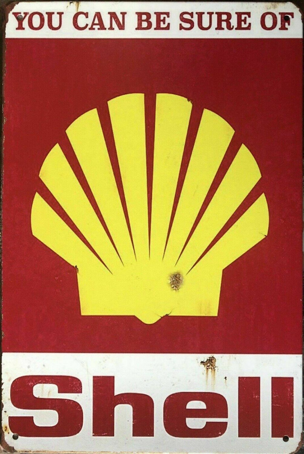 SHELL Rustic Look Vintage Tin Metal Sign Man Cave, Shed-Garage and Bar