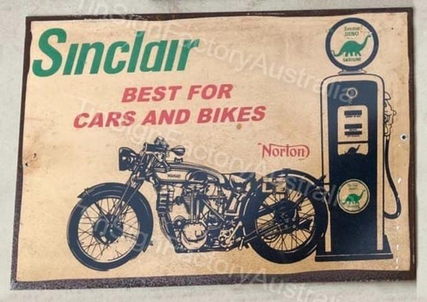 SINCLAIR BEST FOR CARS AND BIKES 20x30 CM Sign | Screen Printed By AUSTRALIAN COMPANY