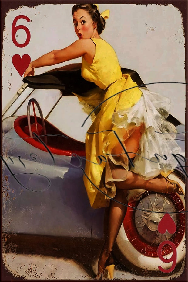 SIX OF HEARTS Retro/ Vintage Tin Metal Sign Man Cave, Wall Home Décor, Shed-Garage, and Bar