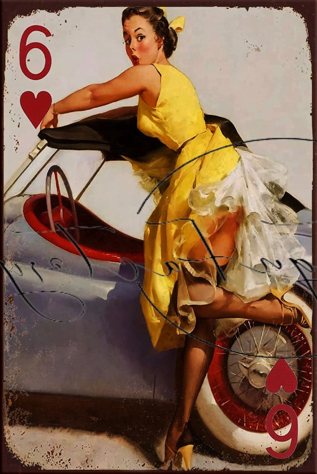 SIX OF HEARTS Retro/ Vintage Tin Metal Sign Man Cave, Wall Home Décor, Shed-Garage, and Bar