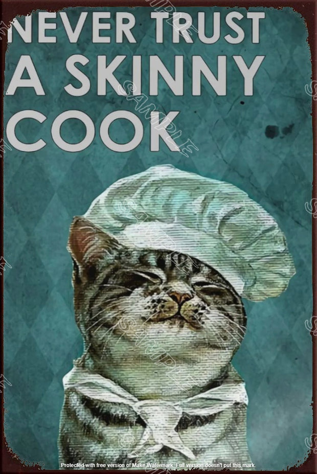SKINNY COOK Retro/ Vintage Tin Metal Sign Man Cave, Wall Home Décor, Shed-Garage, and Bar