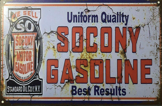 SOCONY Garage Oil Rustic Look Vintage Metal Tin Signs Man Cave, Shed and Bar Sign