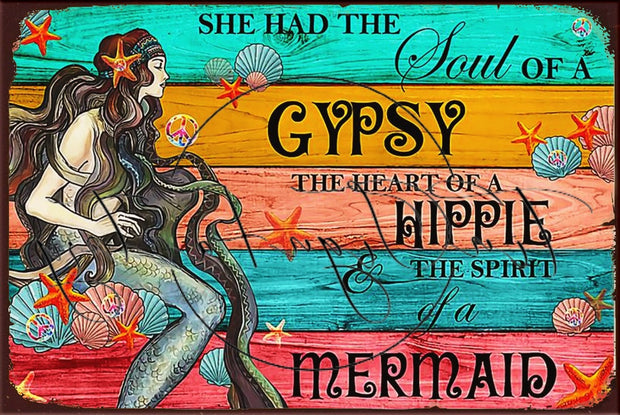 SOUL OF THE MERMAID Retro/ Vintage Tin Metal Sign Man Cave, Wall Home Décor, Shed-Garage, and Bar