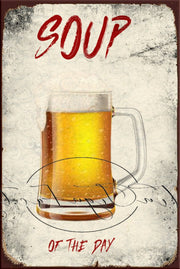 SOUP OF THE DAY Retro/ Vintage Tin Metal Sign Humour, Wall Home Décor, Shed-Garage, and Bar