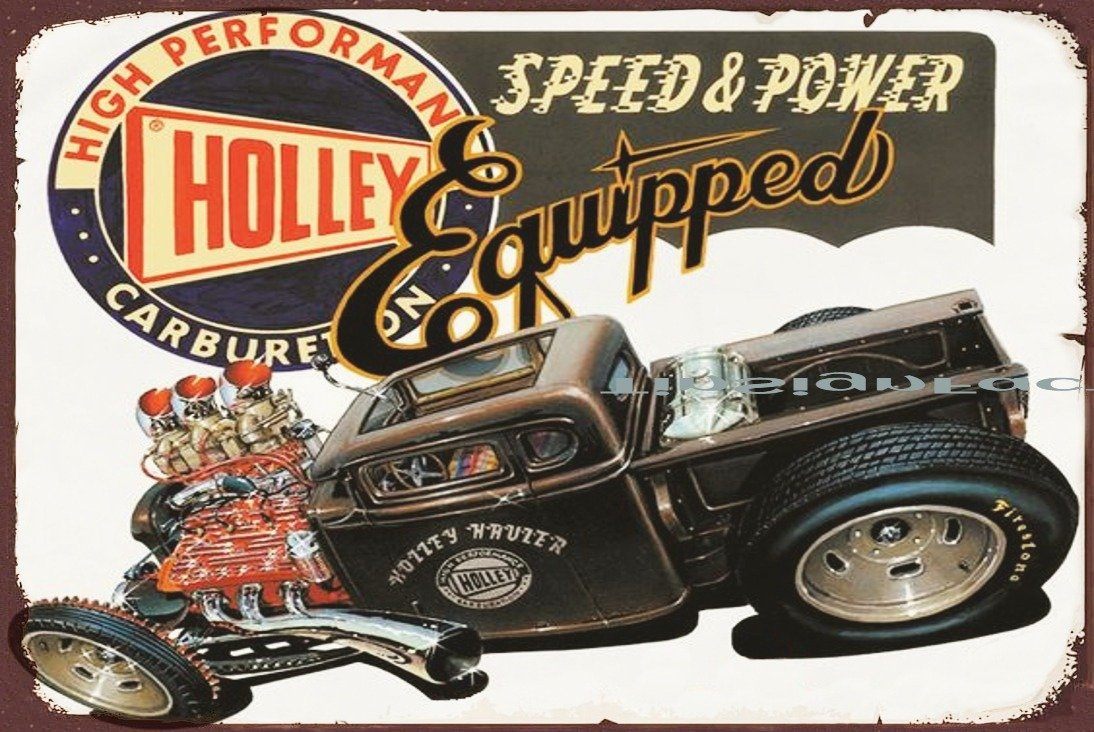 HOLLEY CARB RETRO Rustic Retro/Vintage Home Garage Wall Café Resto or Bar Tin Metal Sign