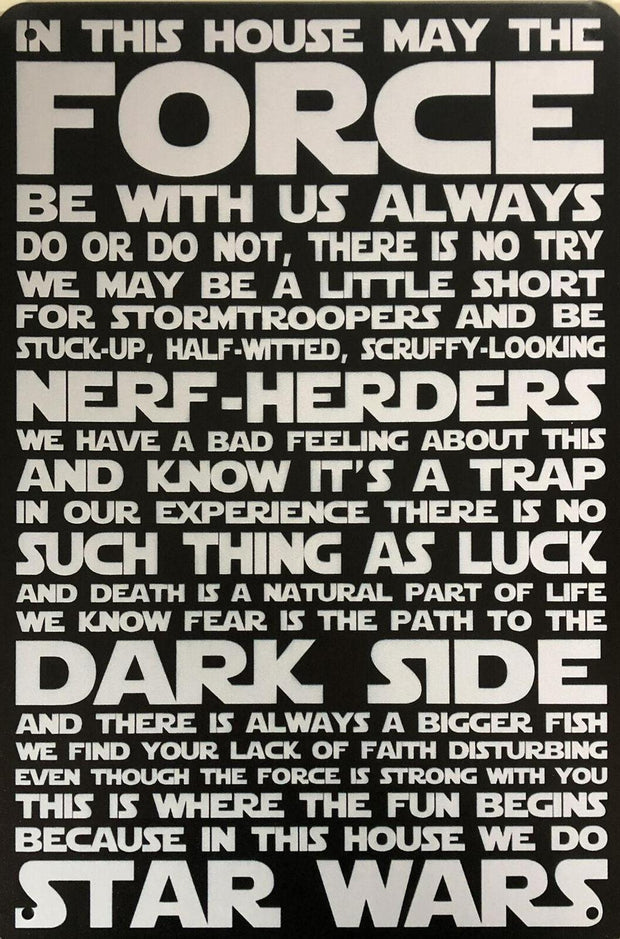 STAR WARS Garage Rustic Look Vintage Tin Signs Man Cave, Shed and Bar Sign