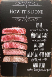 STEAK How It’s Done Garage Rustic Vintage Metal Tin Signs Man Cave, Shed Bar
