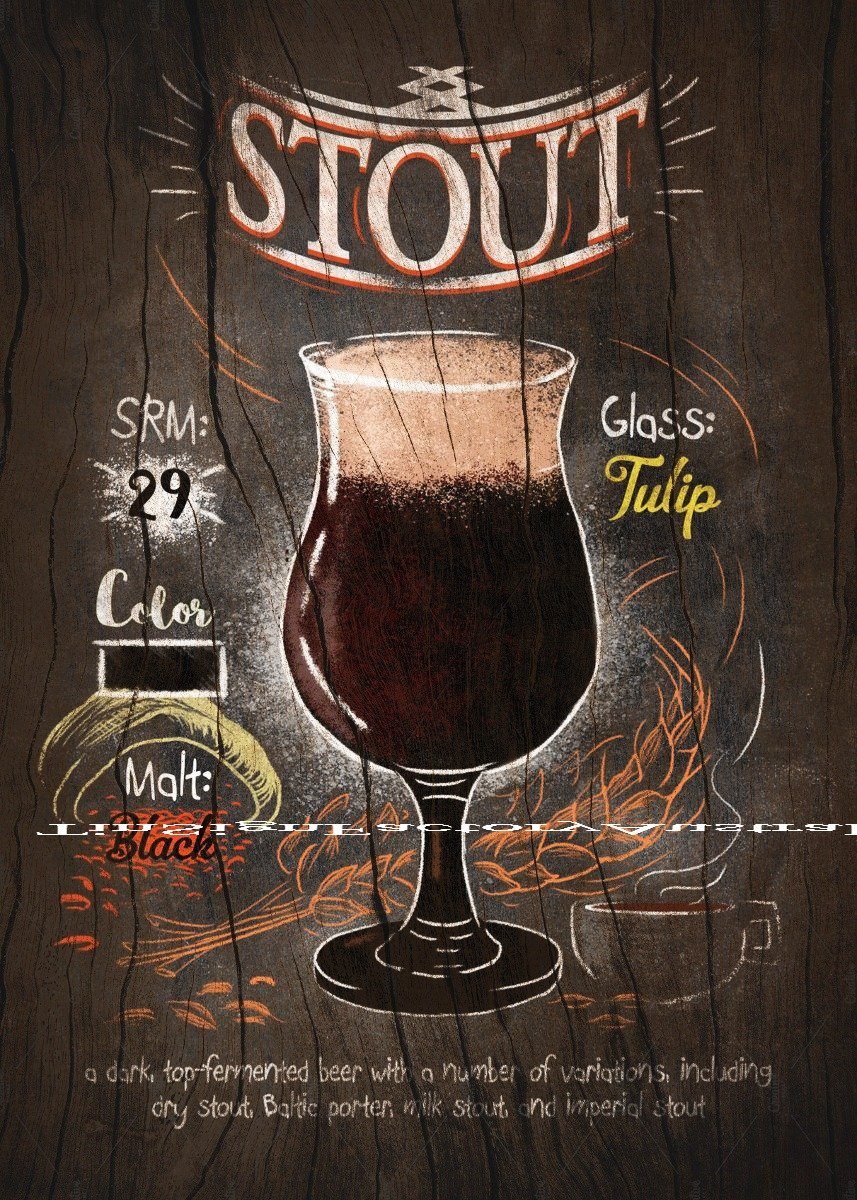 STOUT TULIP GLASS DRINK Tin Metal Sign Man Cave, Shed-Garage & Bar Sign
