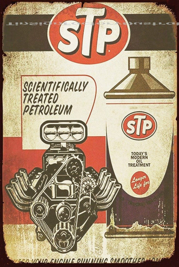 STP MODERN OIL TREATMENT Rustic Retro/Vintage Home Garage Wall Café Resto or Bar Tin Metal Sign